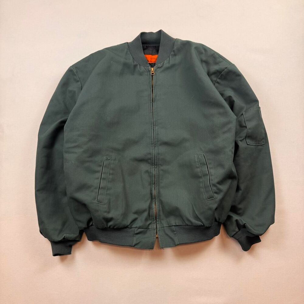 Vintage Bernie Apparel Faded Green Bomber Work Jacket